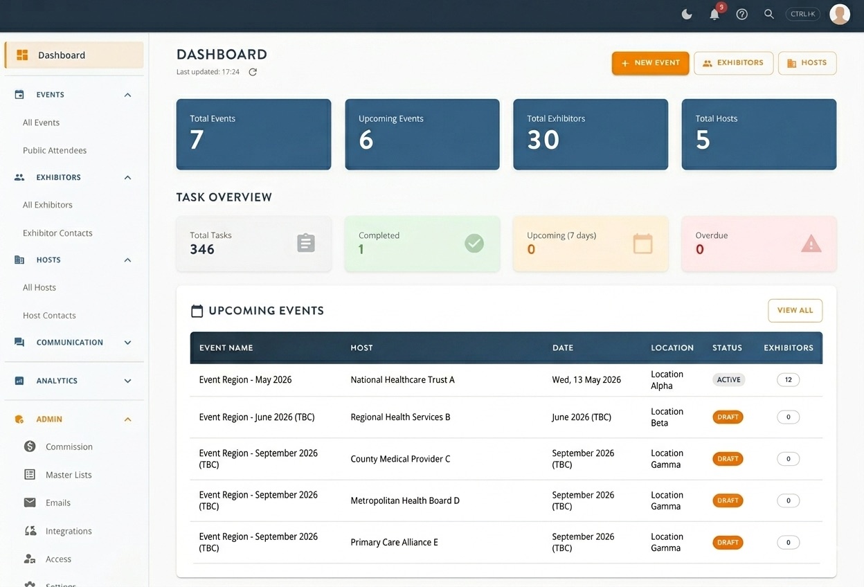 Bespoke events management platform built by Tyree Digital